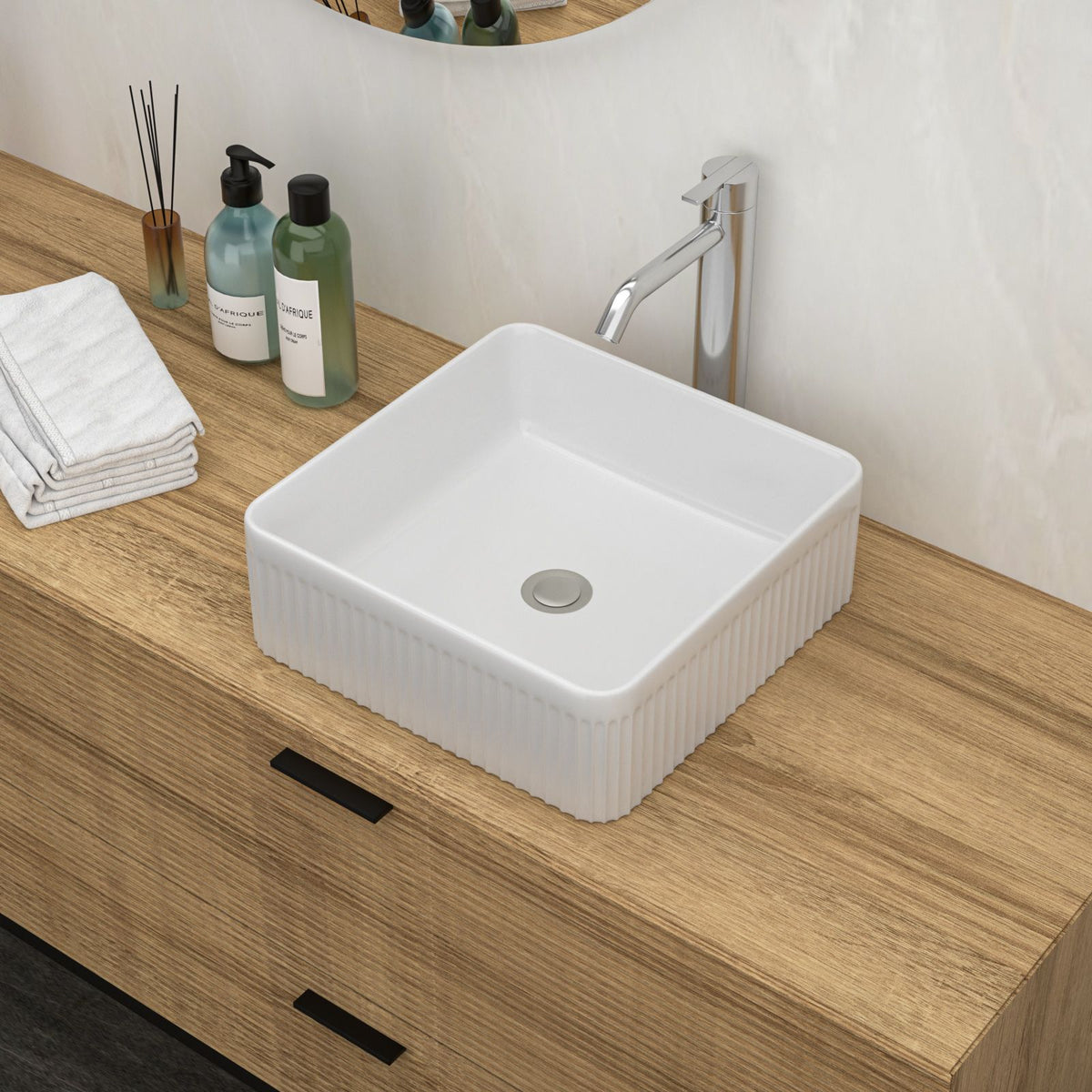 Modern White Square Vessel Bathroom Sink