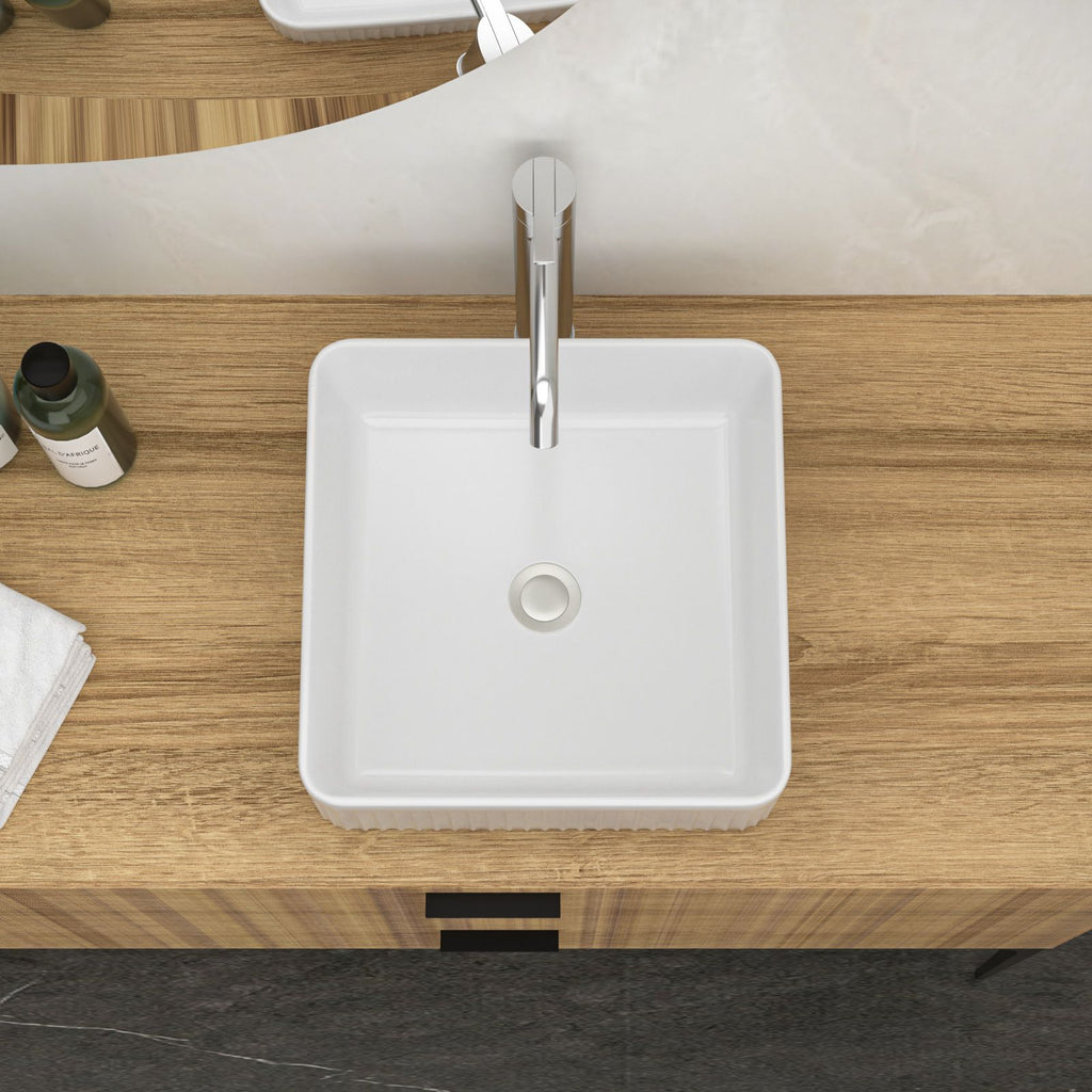 Modern White Square Vessel Bathroom Sink