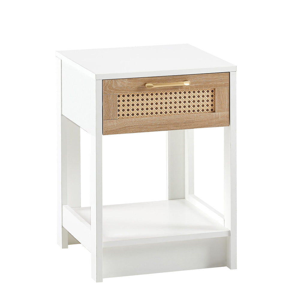 Modern Rattan Nightstand with Drawer