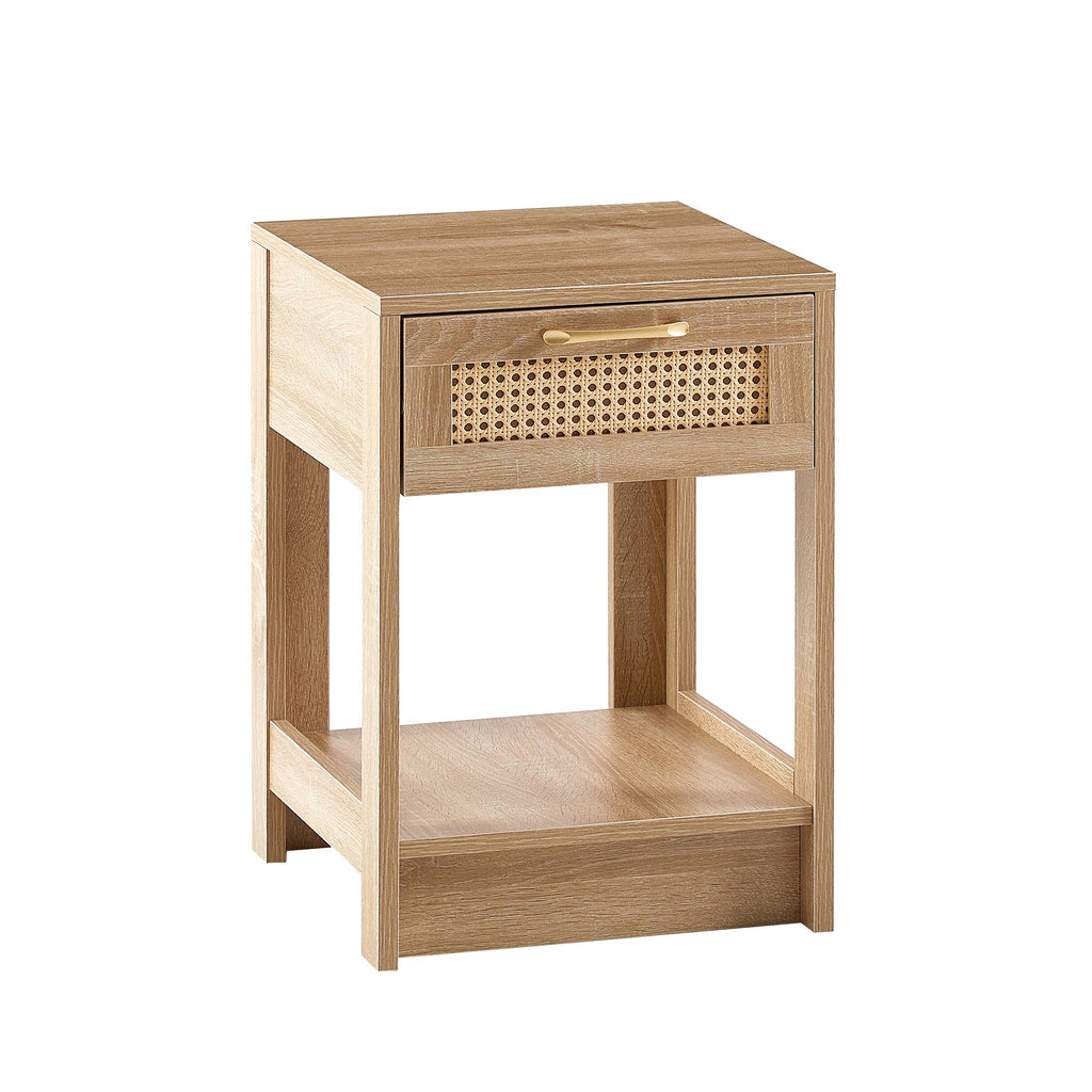 Modern Rattan Nightstand with Drawer