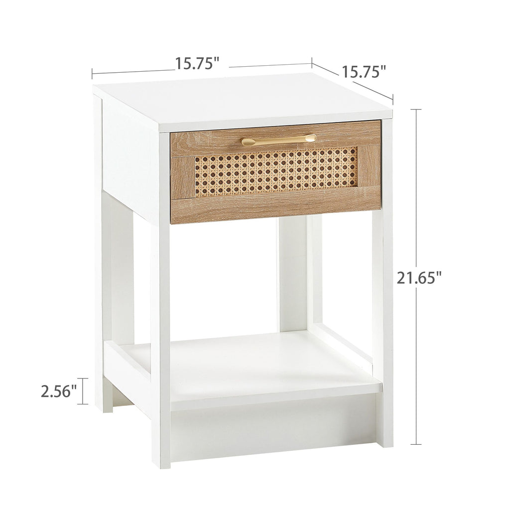 Modern Rattan Nightstand with Drawer