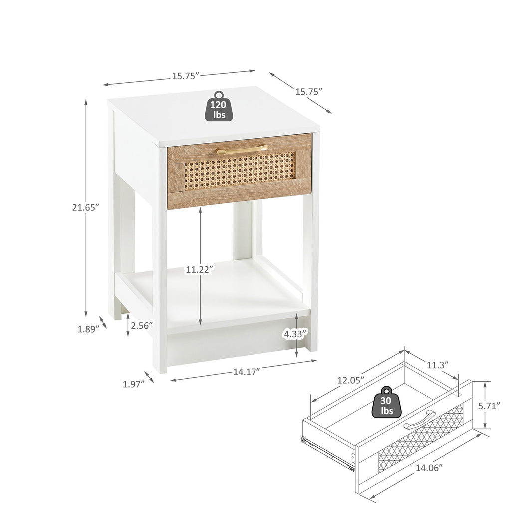 Modern Rattan Nightstand with Drawer