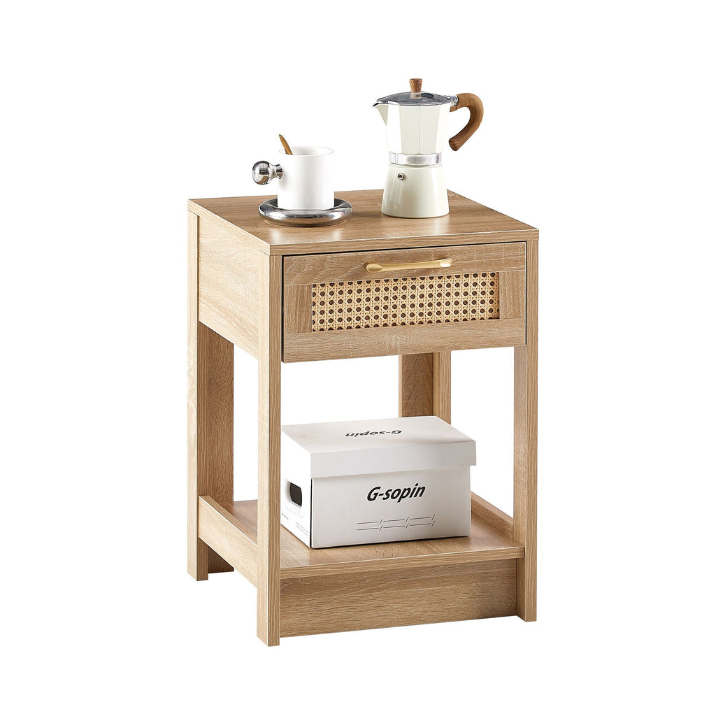 Modern Rattan Nightstand with Drawer