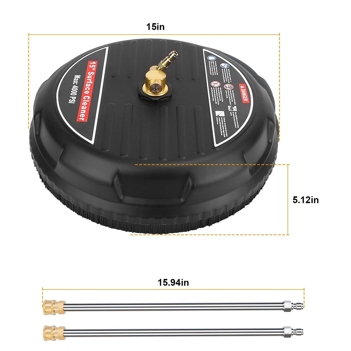 Power Washer Surface Cleaner High Pressure Flat Surface Cleaner 4000PSI Disc Power