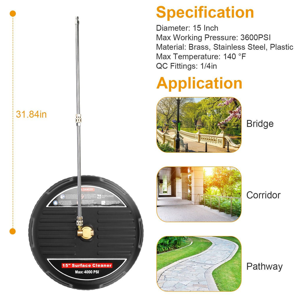 Power Washer Surface Cleaner High Pressure Flat Surface Cleaner 4000PSI Disc Power