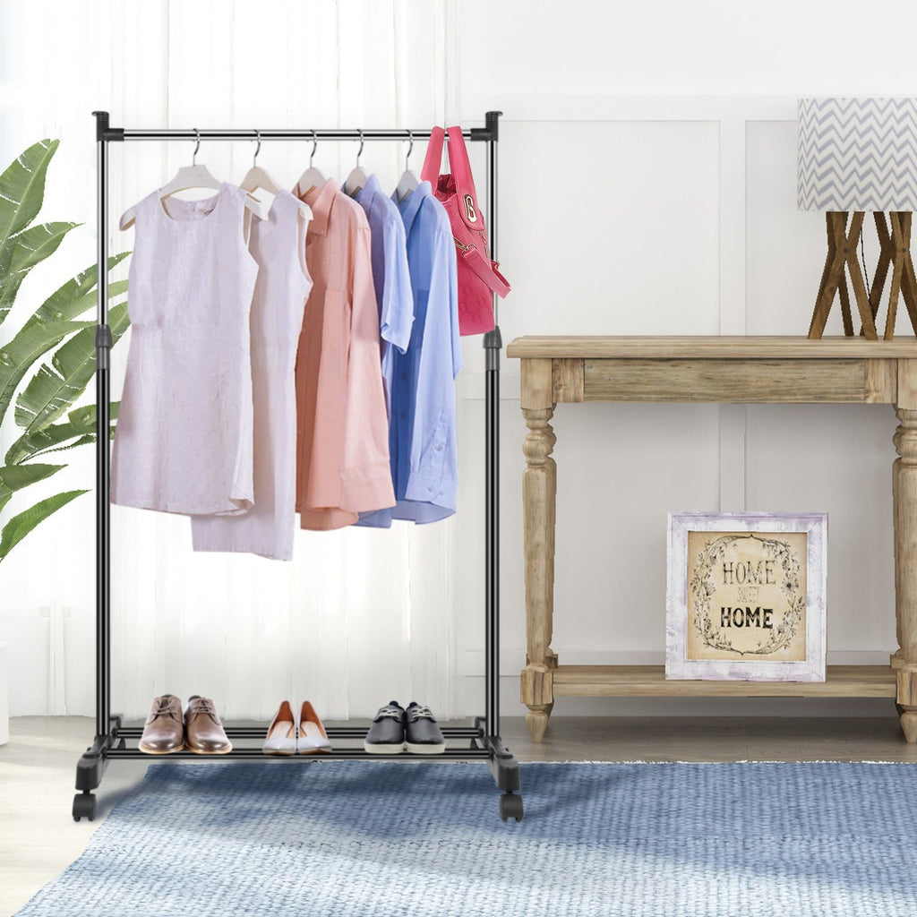 Adjustable Mobile Garment Rack with Foldable Design