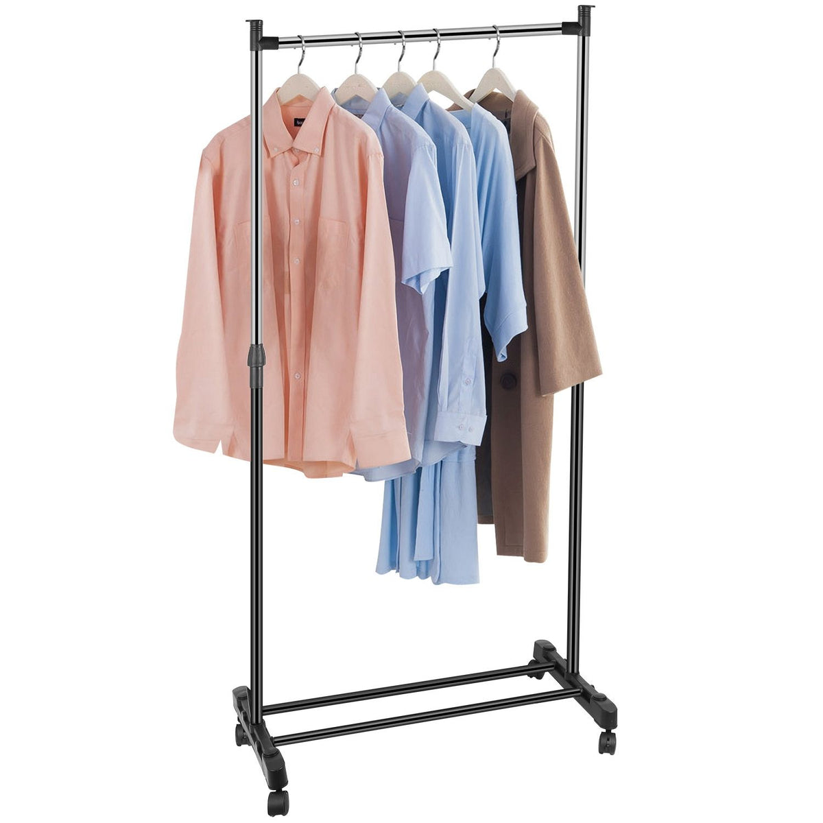 Adjustable Mobile Garment Rack with Foldable Design