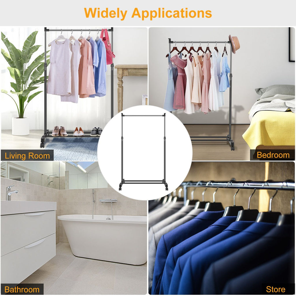 Adjustable Mobile Garment Rack with Foldable Design