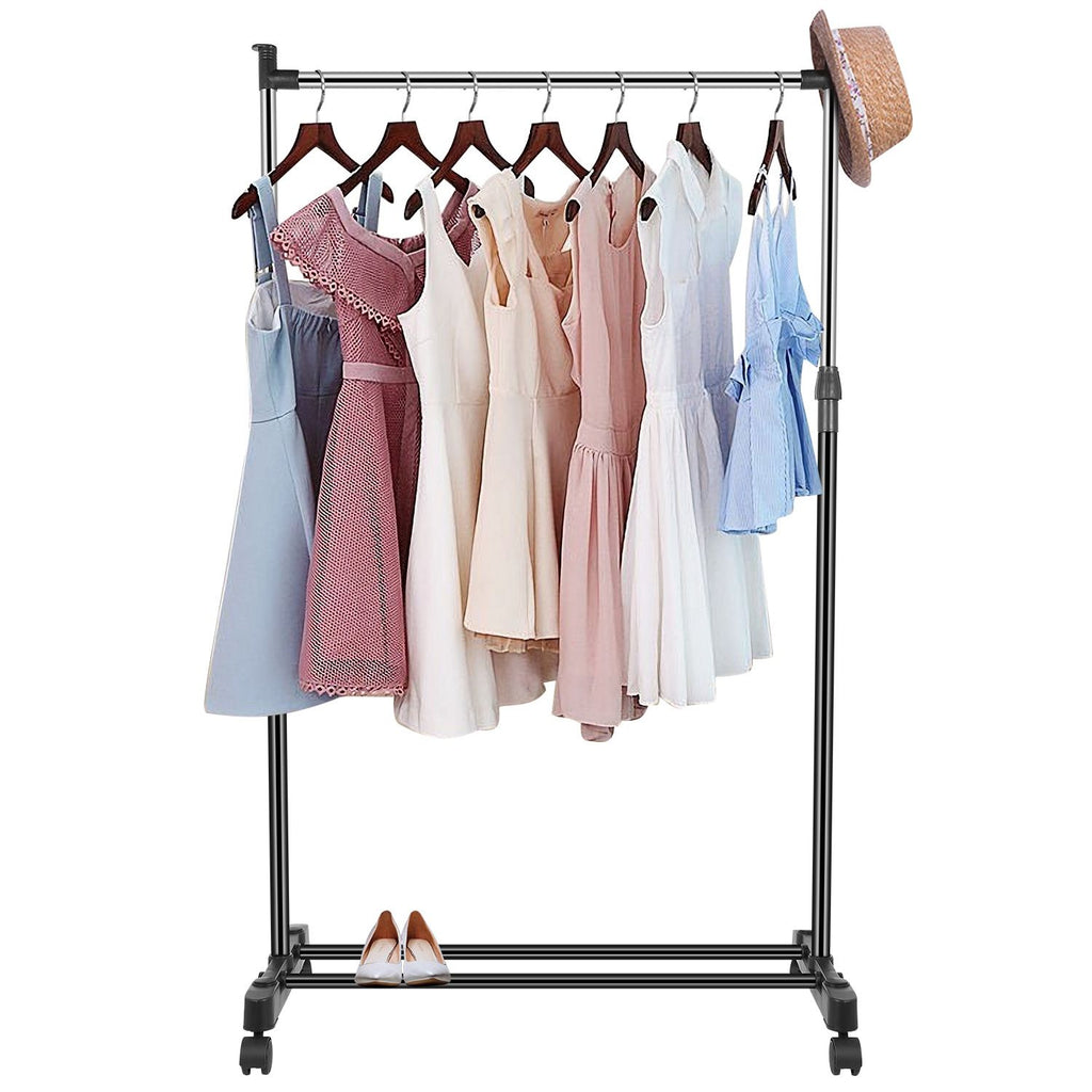 Adjustable Mobile Garment Rack with Foldable Design