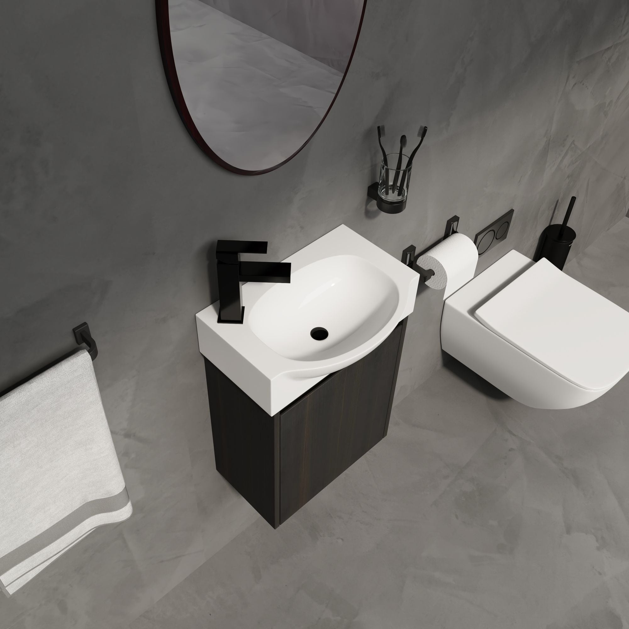 Modern Compact Bathroom Vanity and Sink Set