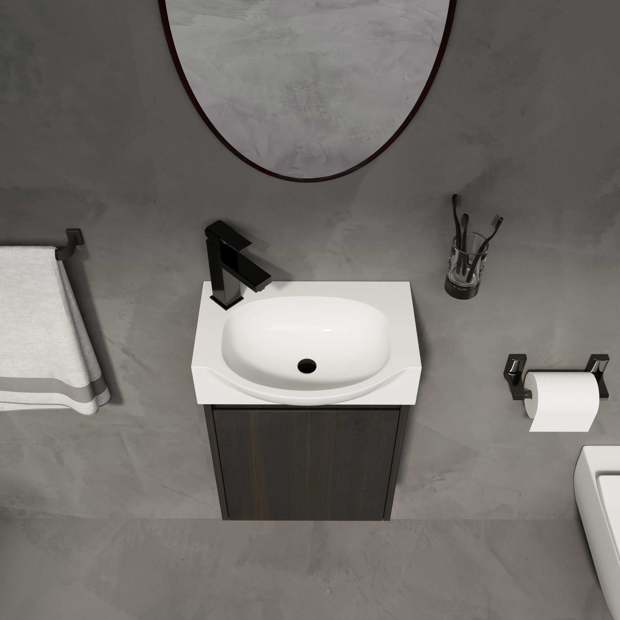 Modern Compact Bathroom Vanity and Sink Set