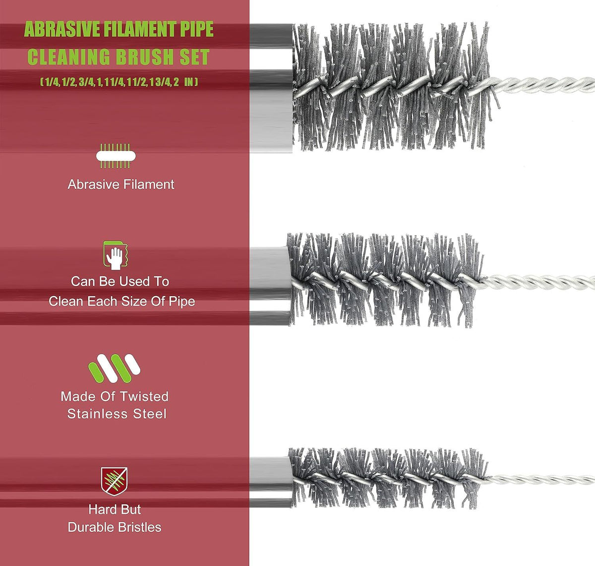 Extra-Long Abrasive Pipe Cleaning Brush Set