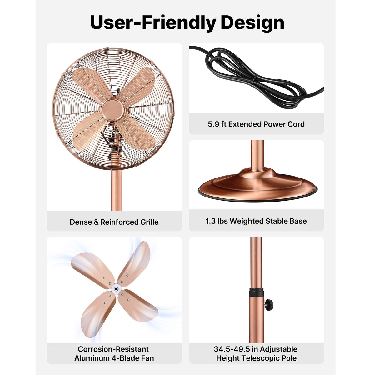 High Velocity Pedestal Fan with Oscillation and Adjustable Height
