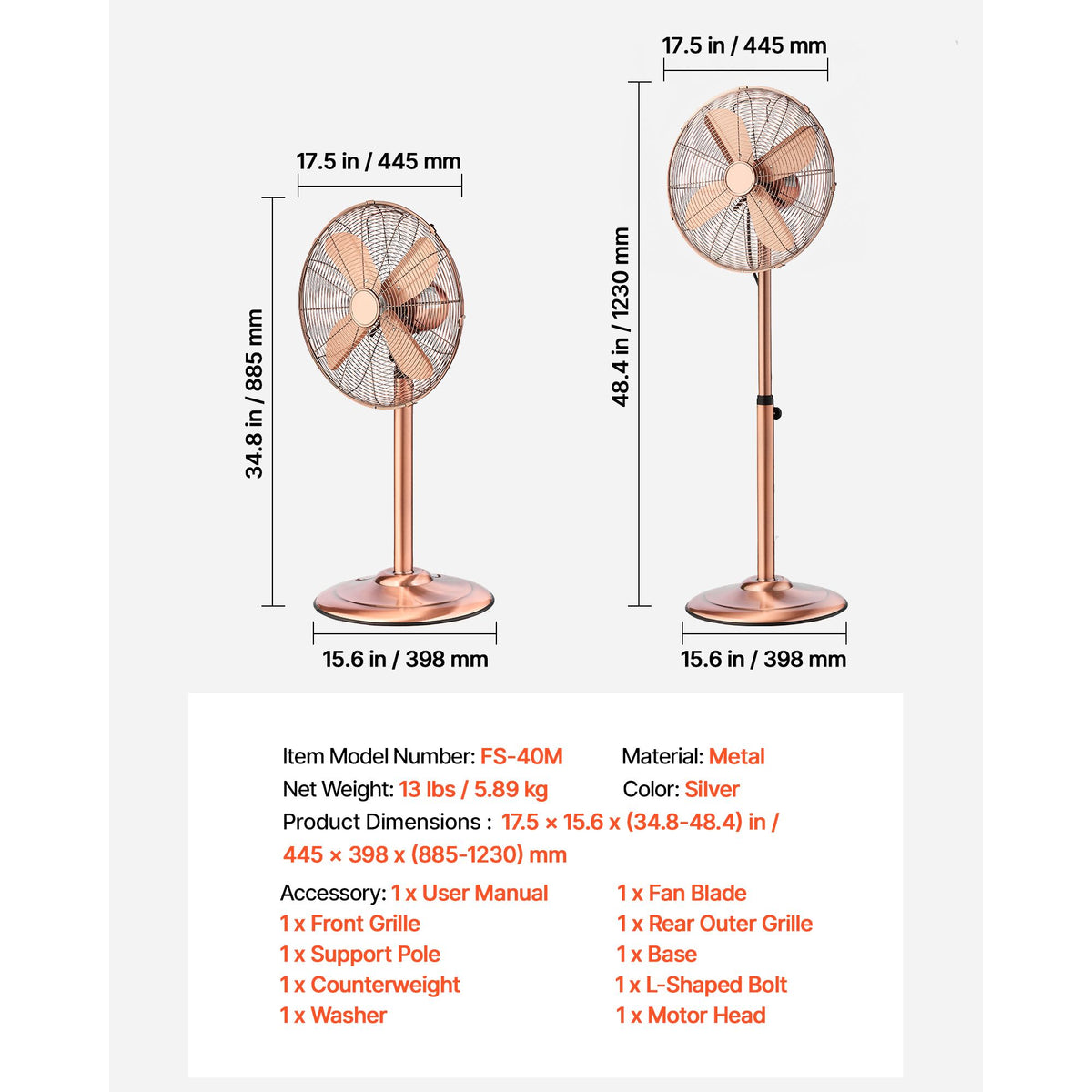 High Velocity Pedestal Fan with Oscillation and Adjustable Height