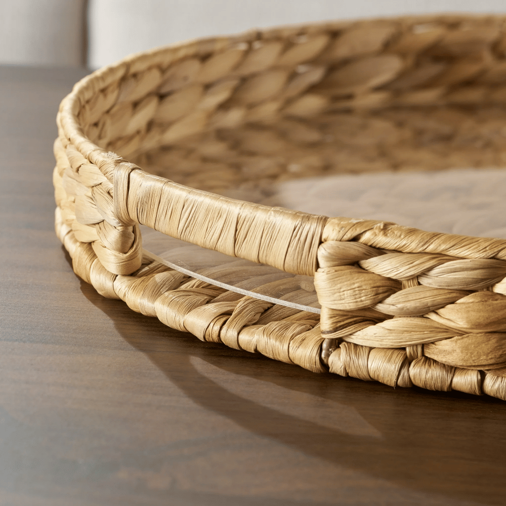 Naturally Textured Woven Tray with Clear Insert