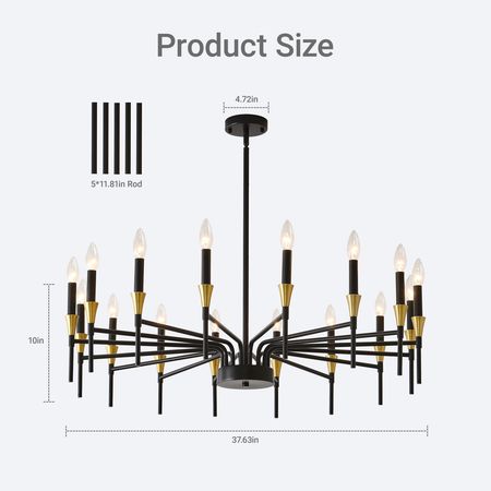 Black and Gold 16-Light Candle-Style Chandelier
