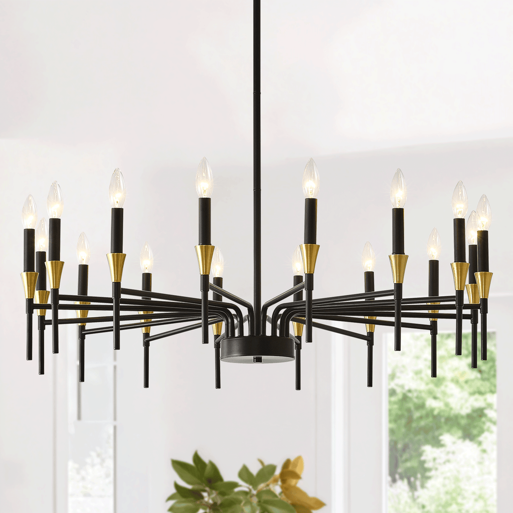 Black and Gold 16-Light Candle-Style Chandelier
