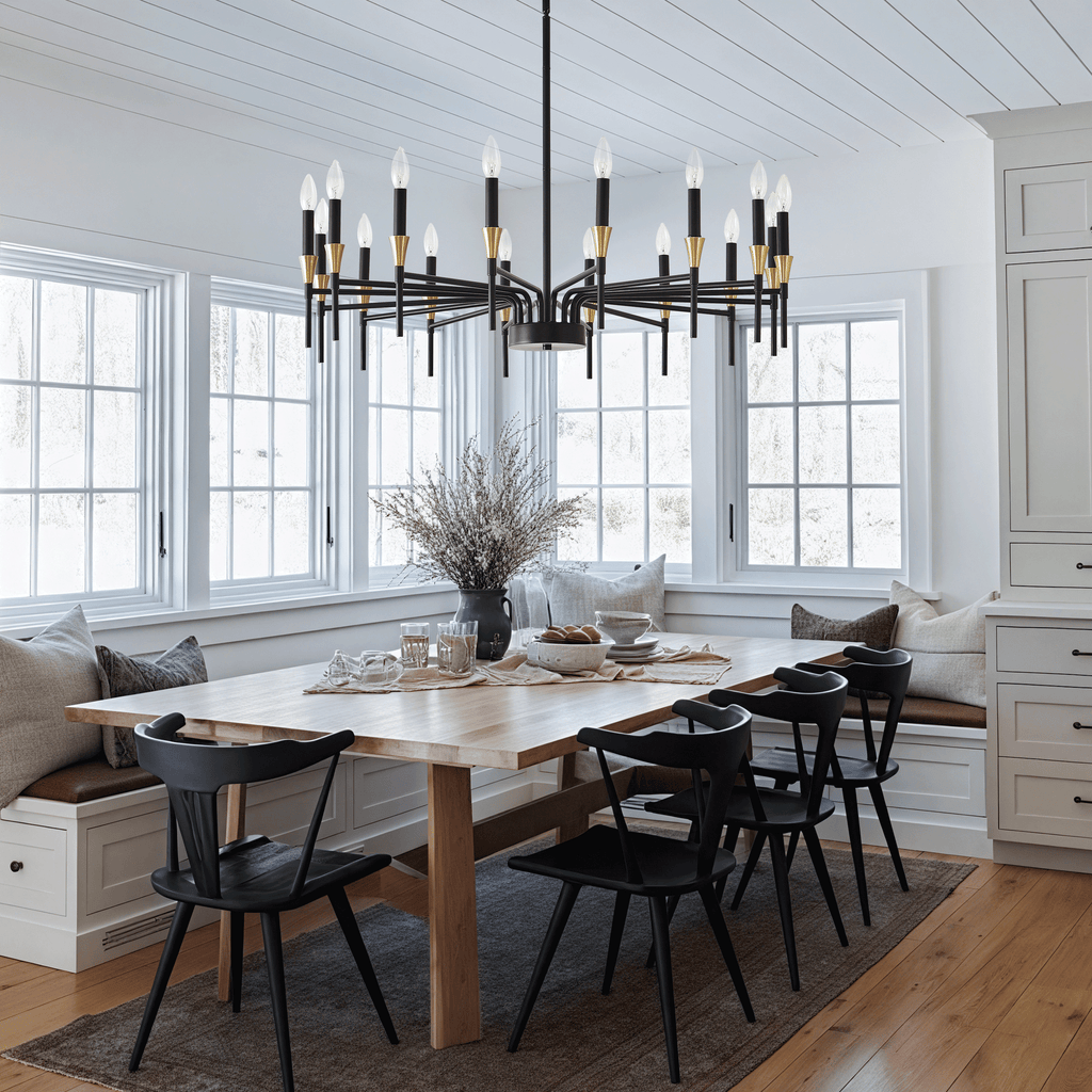 Black and Gold 16-Light Candle-Style Chandelier