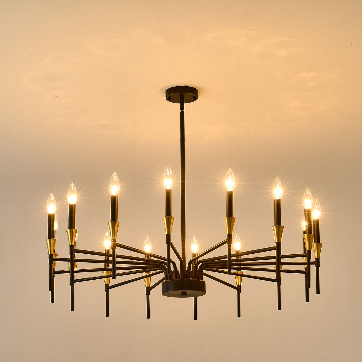 Black and Gold 16-Light Candle-Style Chandelier