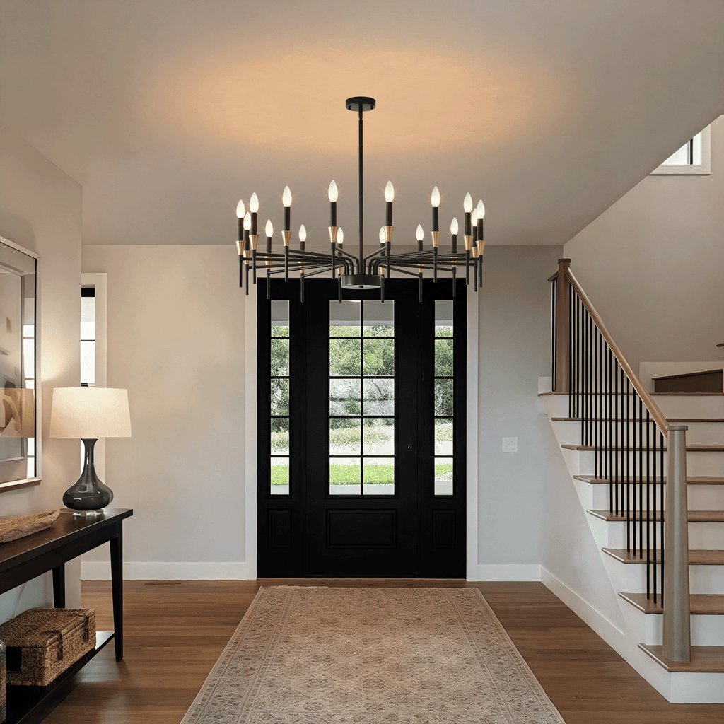 Black and Gold 16-Light Candle-Style Chandelier