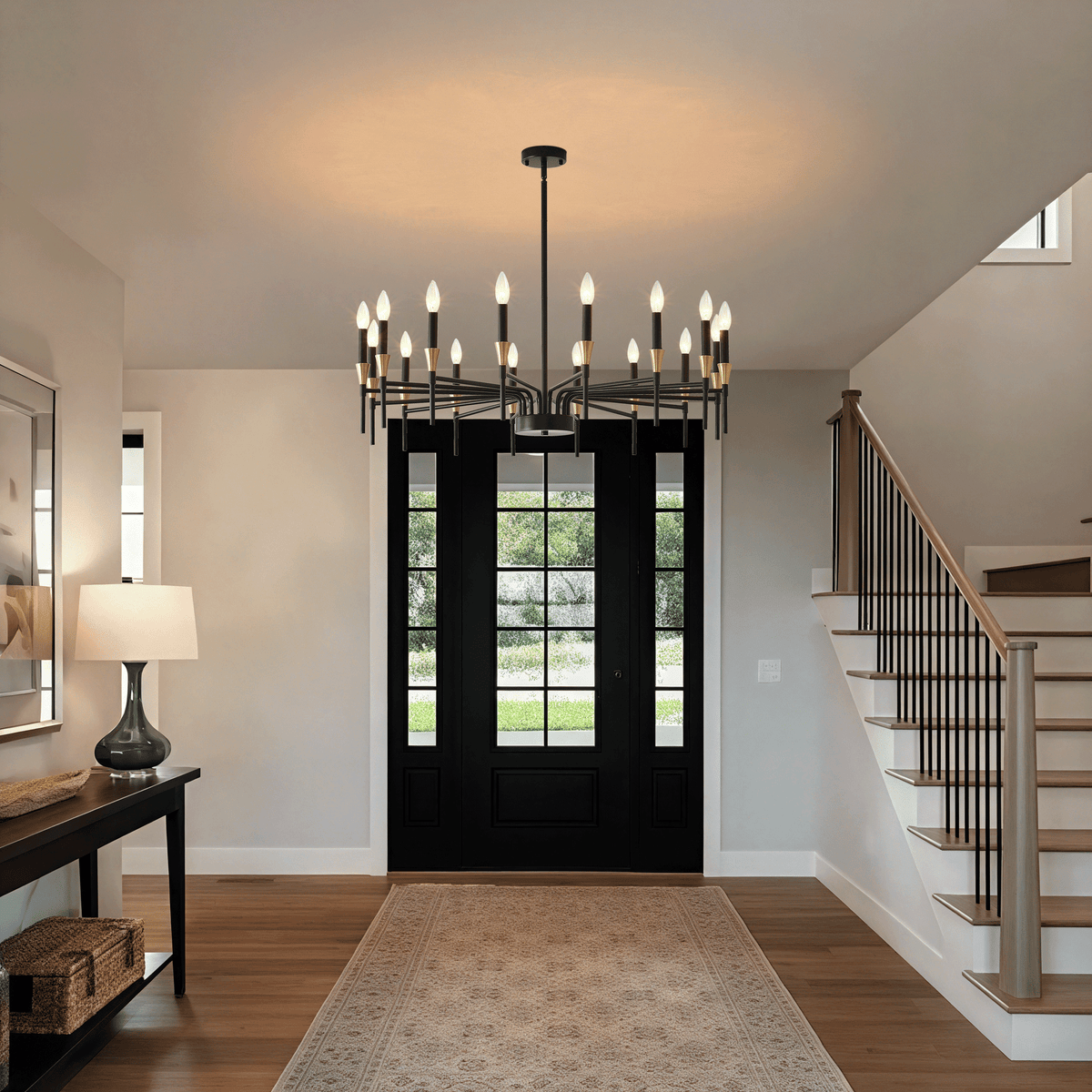 Black and Gold 16-Light Candle-Style Chandelier