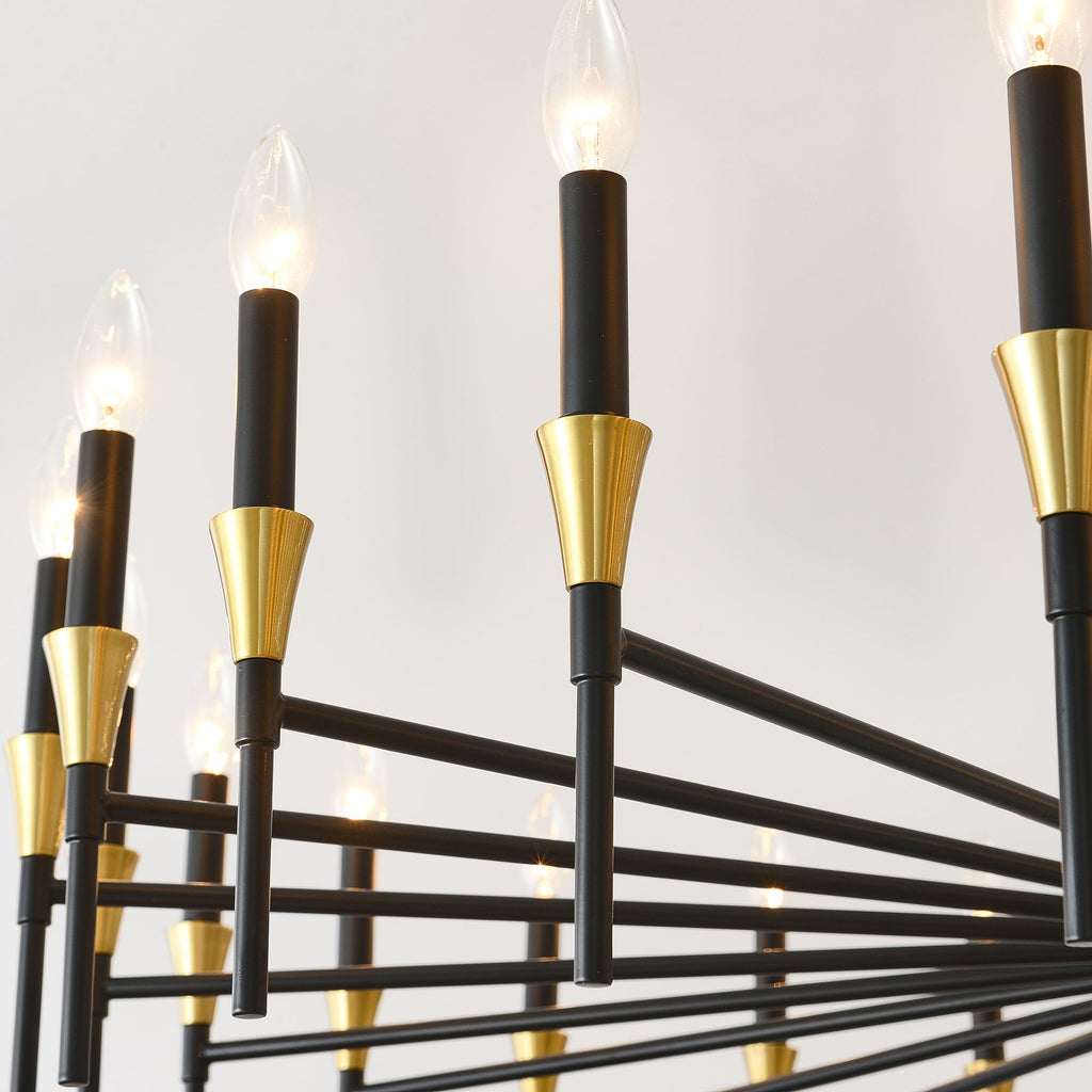 Black and Gold 16-Light Candle-Style Chandelier