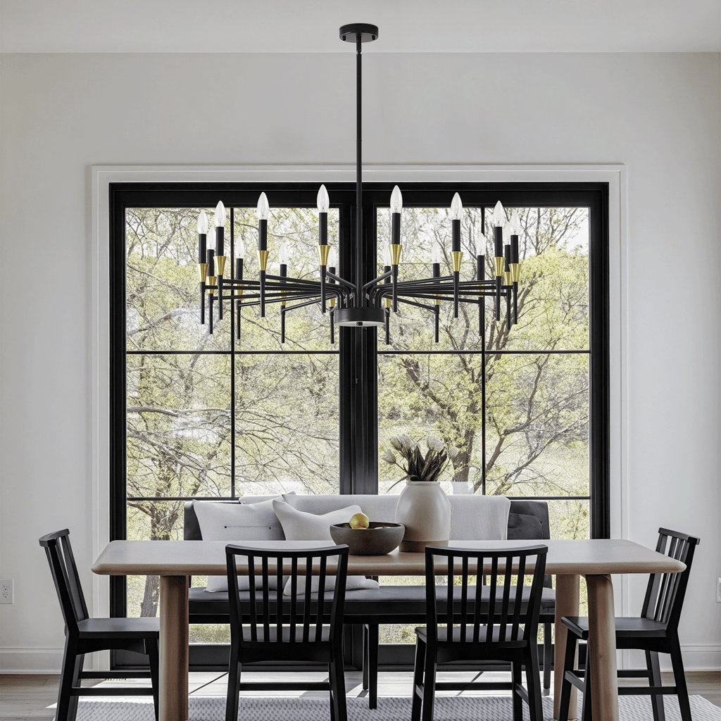 Black and Gold 16-Light Candle-Style Chandelier