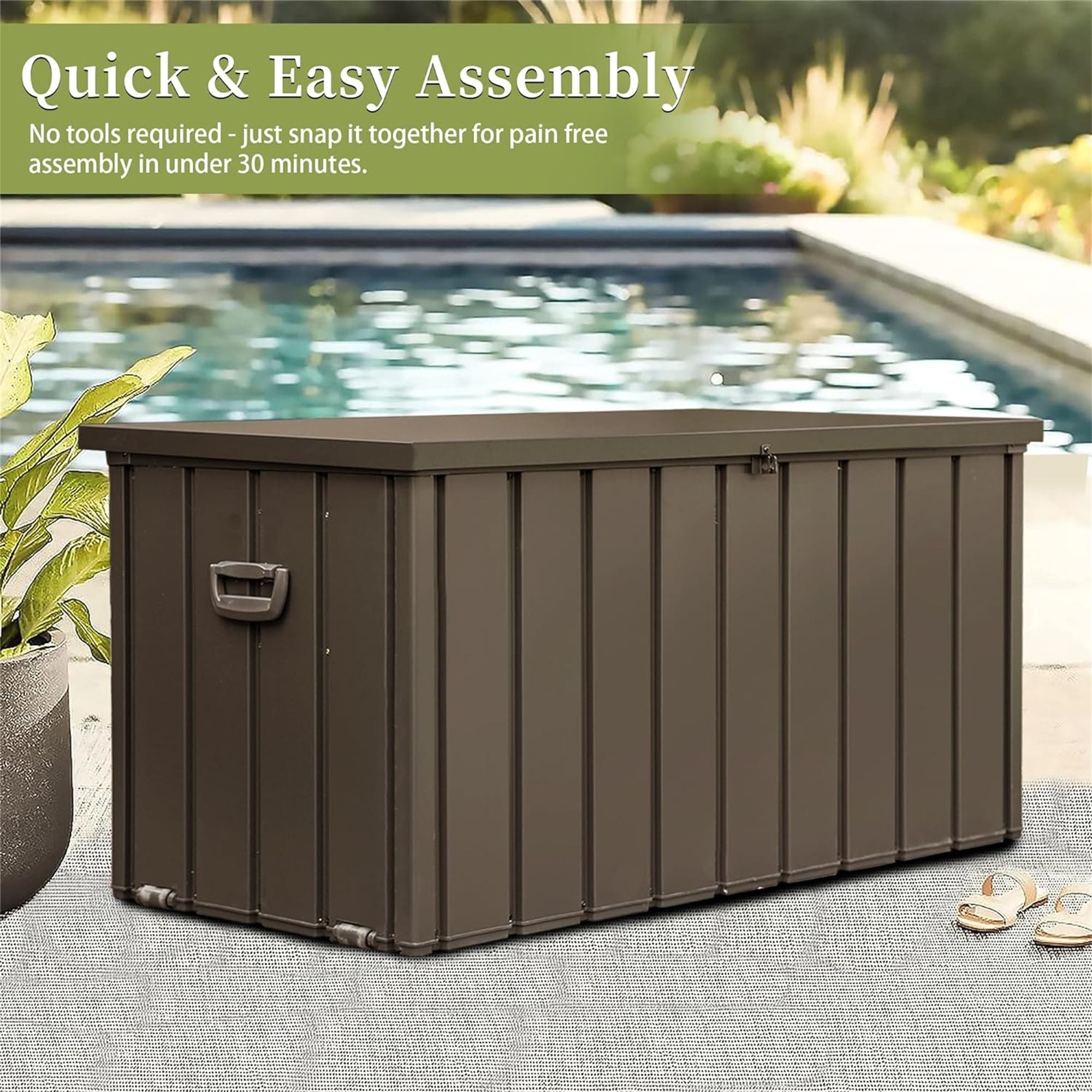 Spacious Outdoor Storage Deck Box with Lockable Lid – Organize Patio Cushions, Pillows & Tools