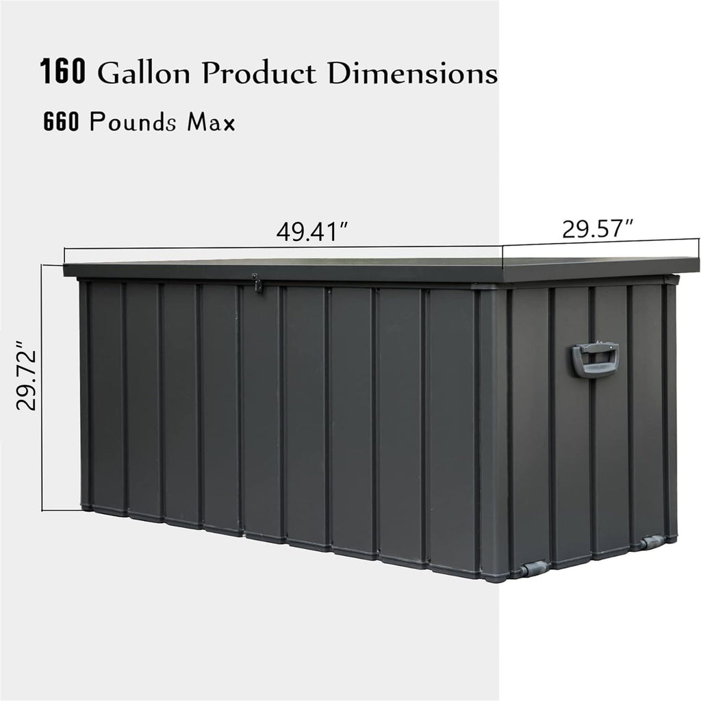 Lockable Outdoor Storage Deck Box with Easy-Lift Hydraulic Lid and Roller Mobility