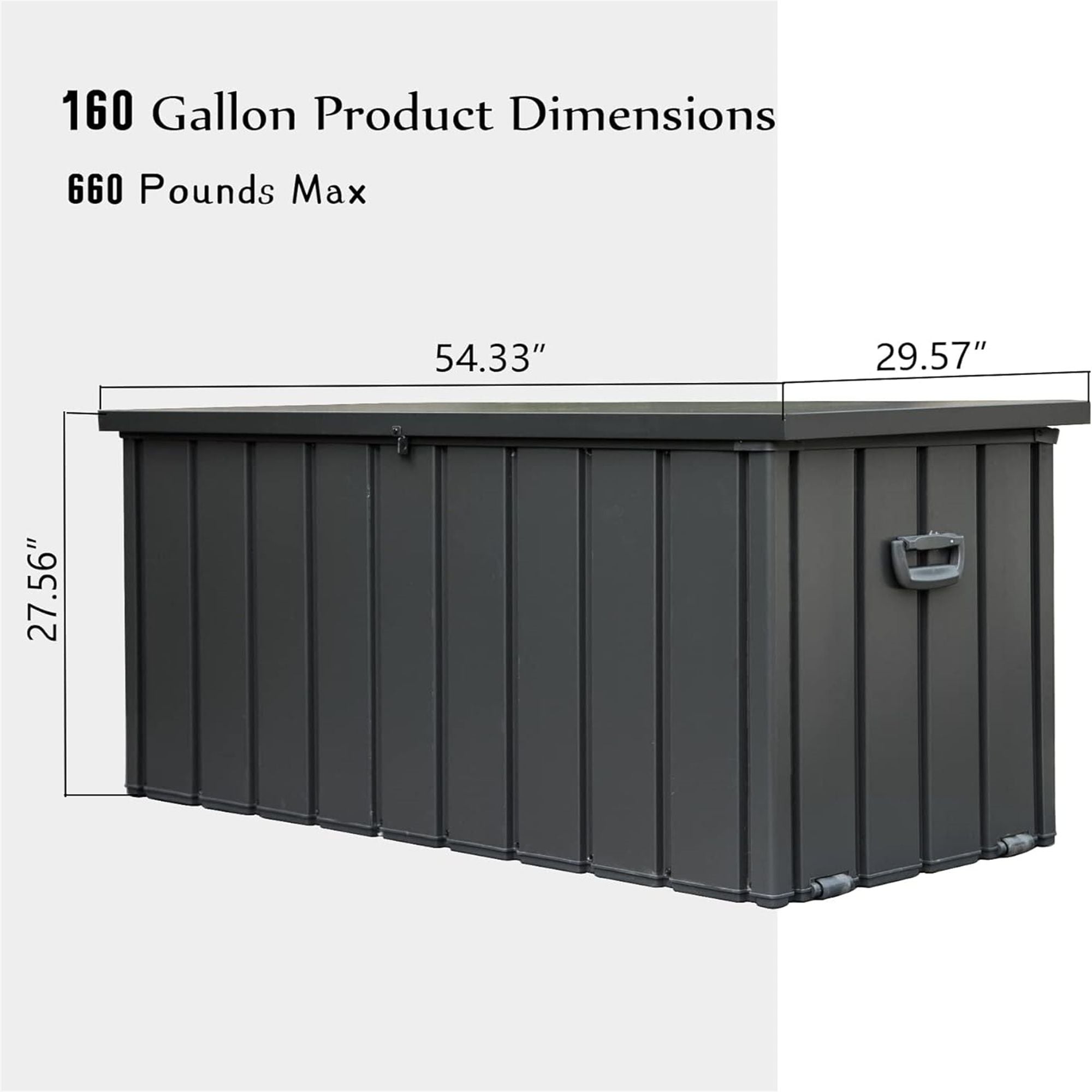 Lockable Outdoor Storage Deck Box with Easy-Lift Hydraulic Lid and Roller Mobility