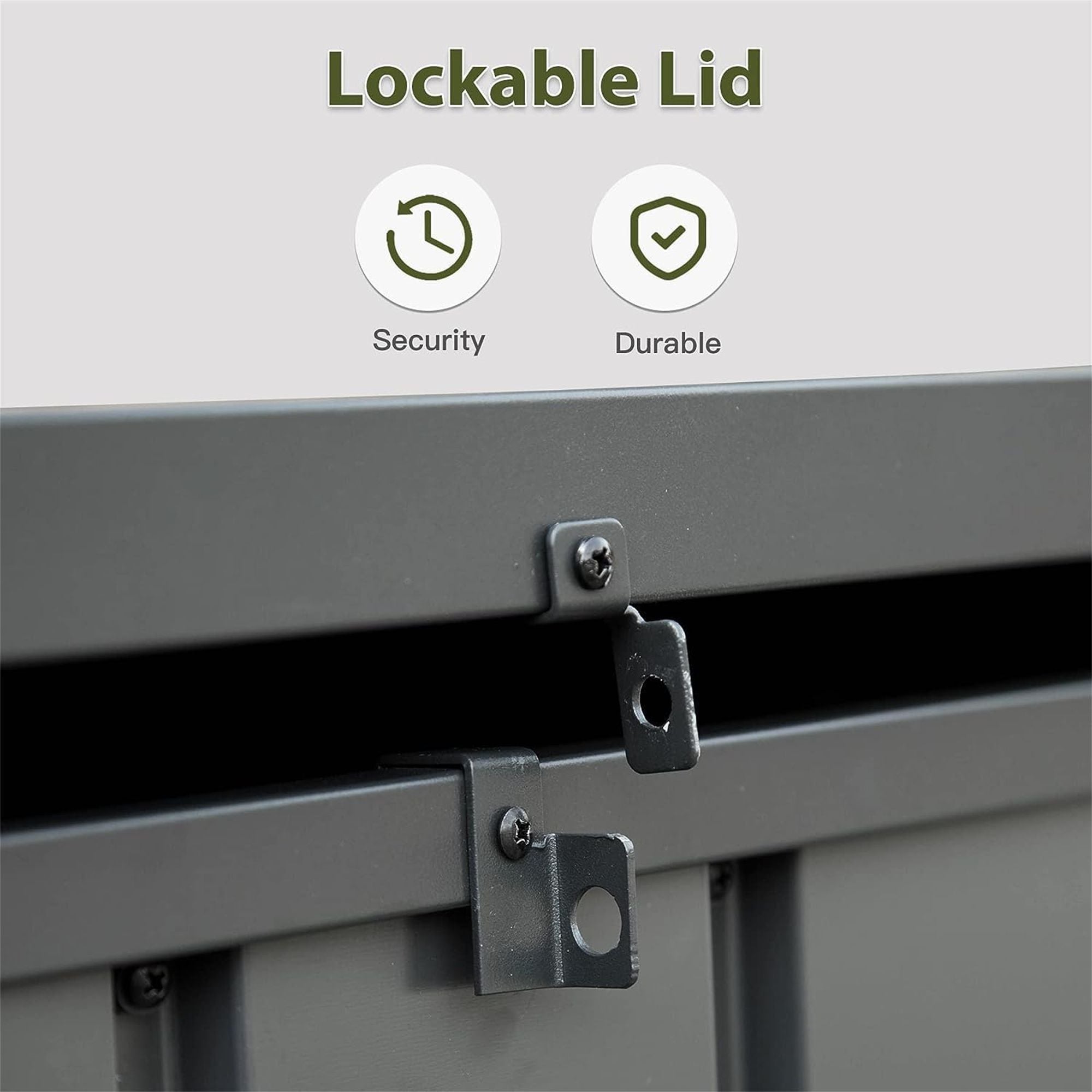 Lockable Outdoor Storage Deck Box with Easy-Lift Hydraulic Lid and Roller Mobility