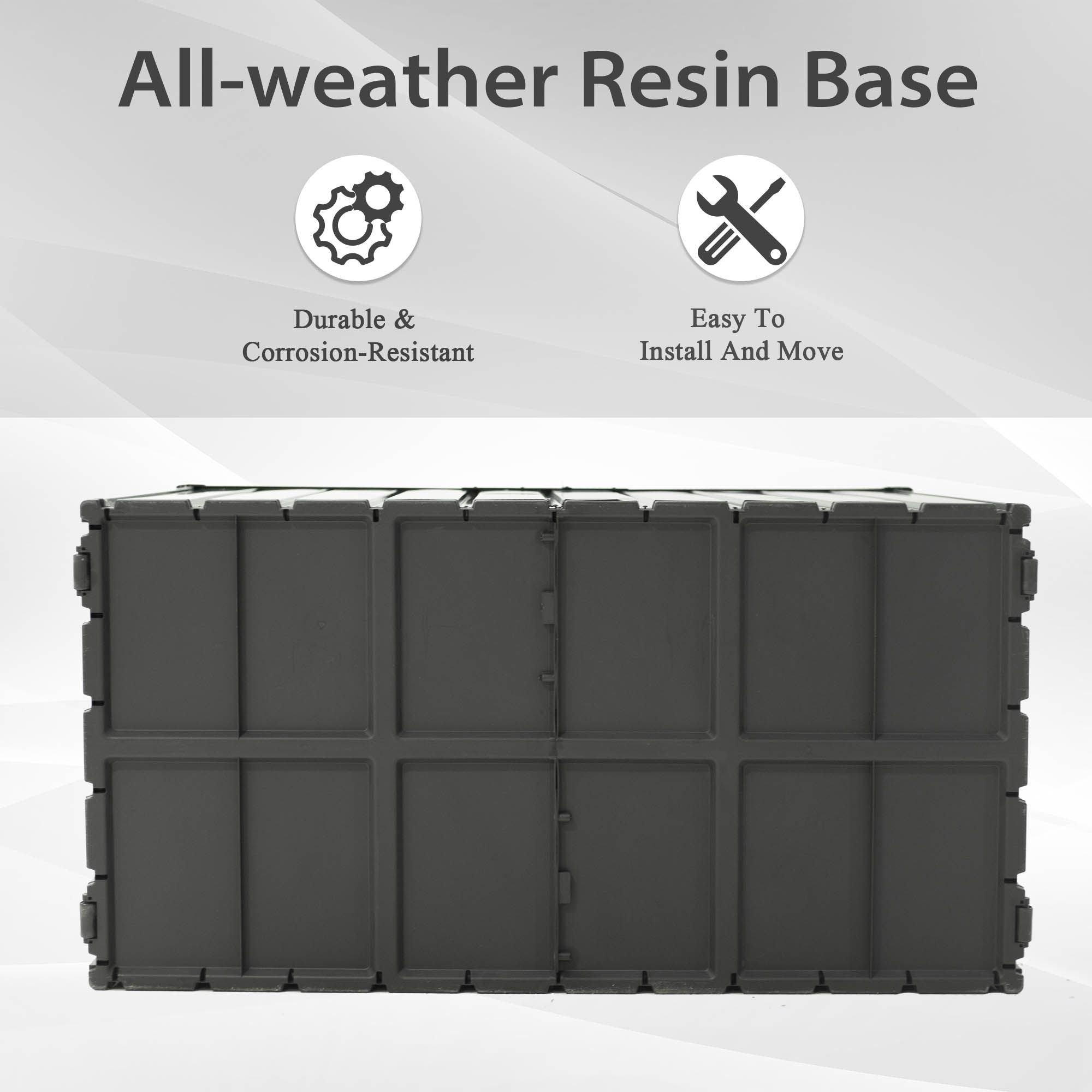 Lockable Outdoor Storage Deck Box with Easy-Lift Hydraulic Lid and Roller Mobility