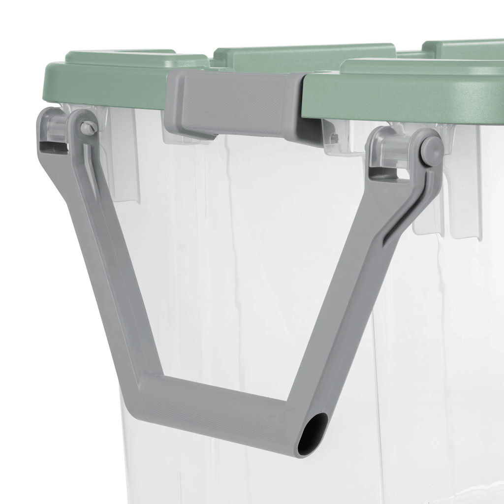 Wheeled Stackable Storage Bins with Latch Lids and Pull Handles, 4 Pack