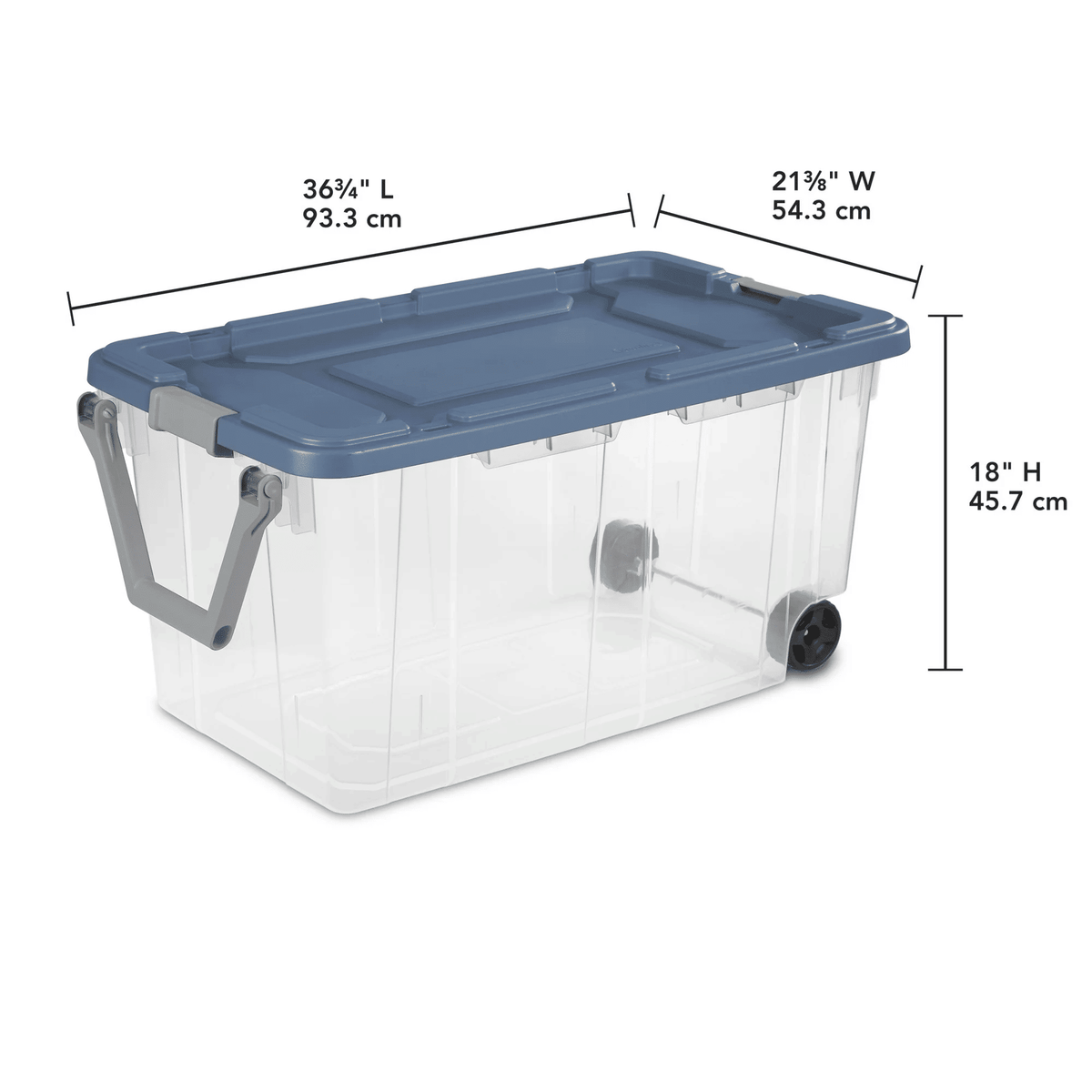 Wheeled Stackable Storage Bins with Latch Lids and Pull Handles, 4 Pack