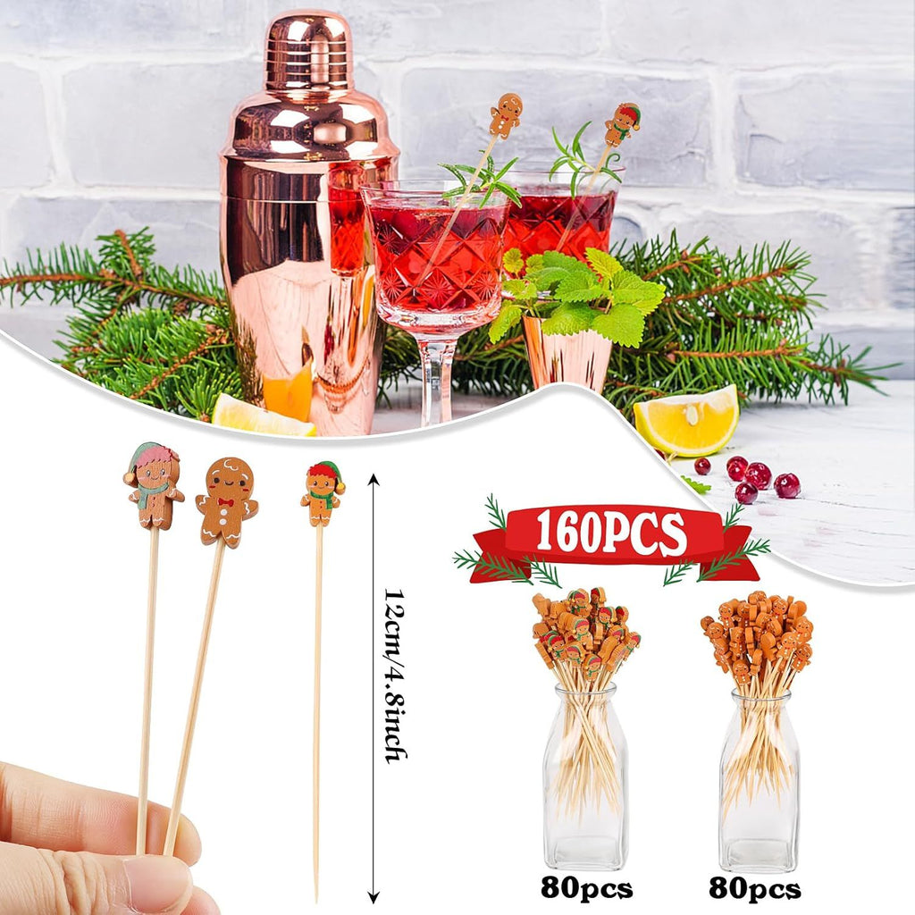 Gingerbread Man Christmas Cocktail Picks