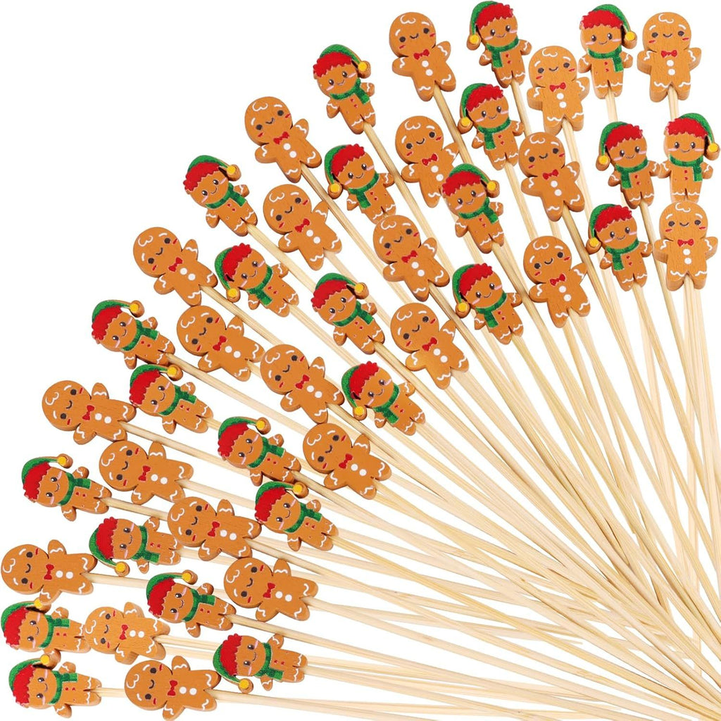 Gingerbread Man Christmas Cocktail Picks