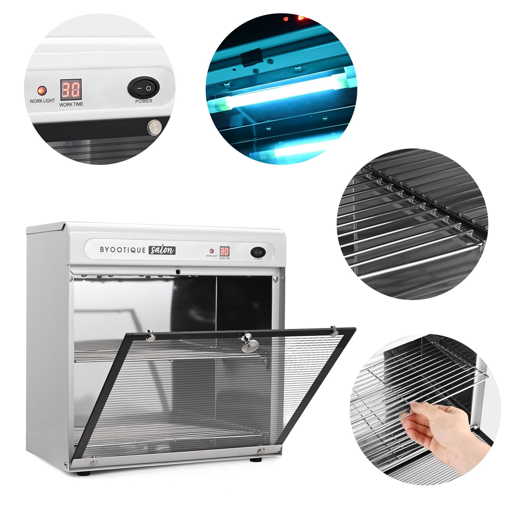 UV Sterilizer Cabinet with Timer and Removable Racks