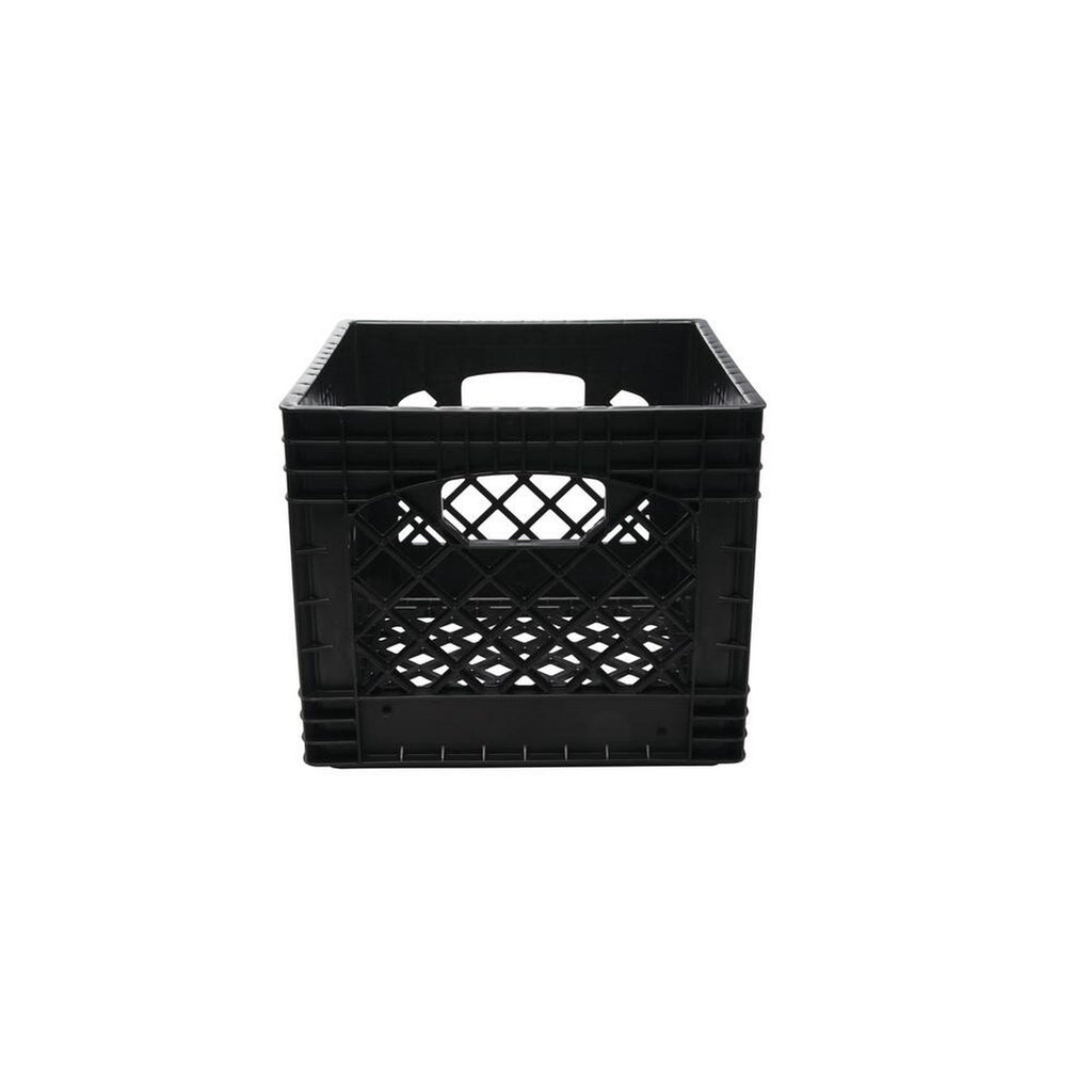 16QT practical Plastic Square Milk Crate Black 5 Pack