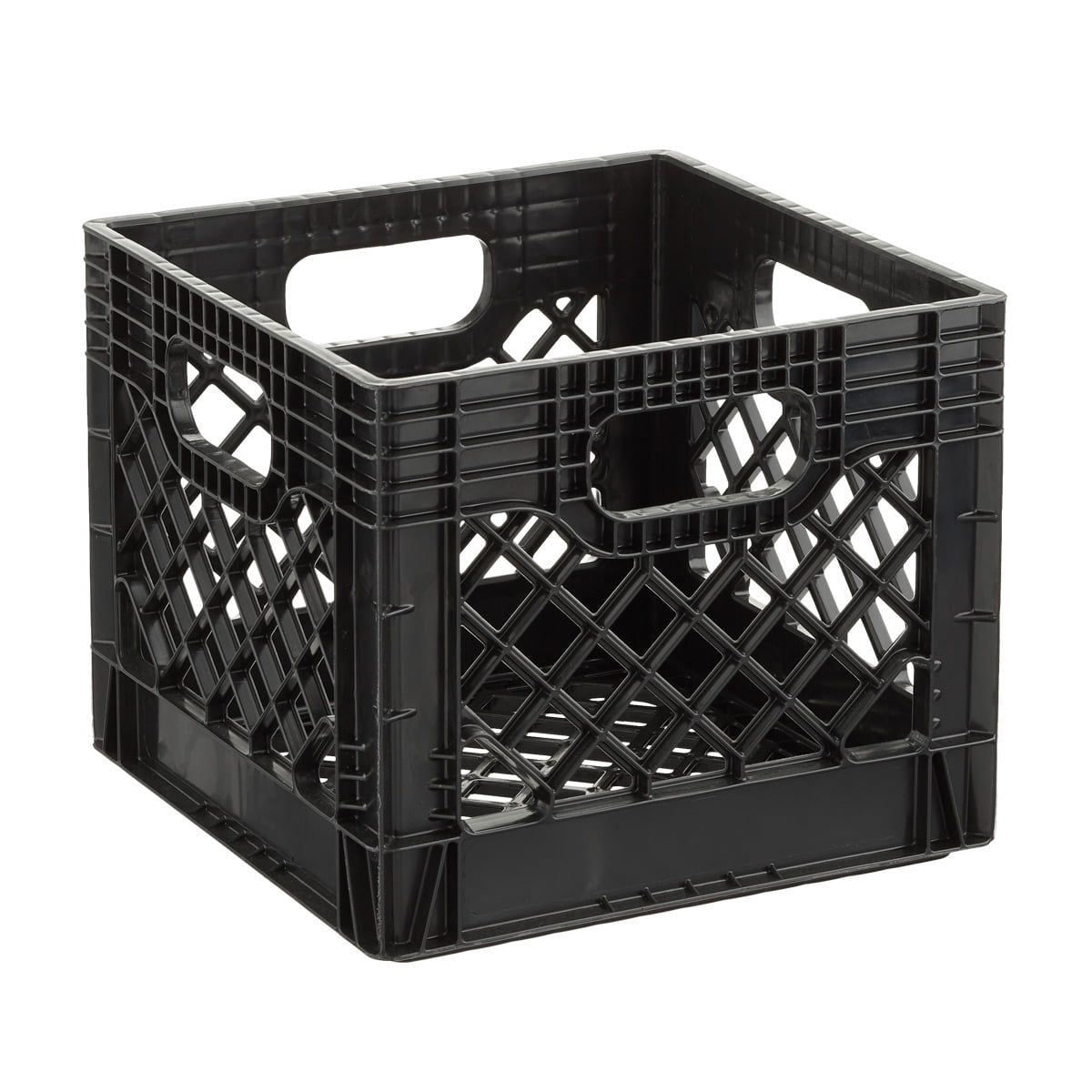16QT practical Plastic Square Milk Crate Black 5 Pack