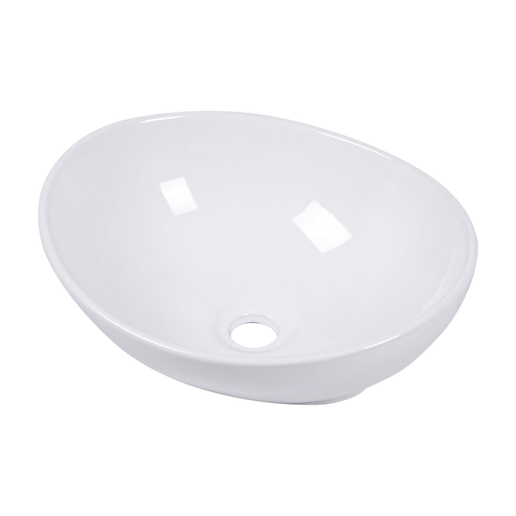 White Oval Vessel Sink with a Polished Profile