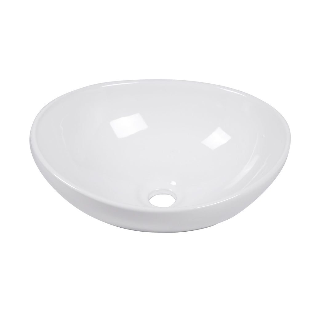 White Oval Vessel Sink with a Polished Profile
