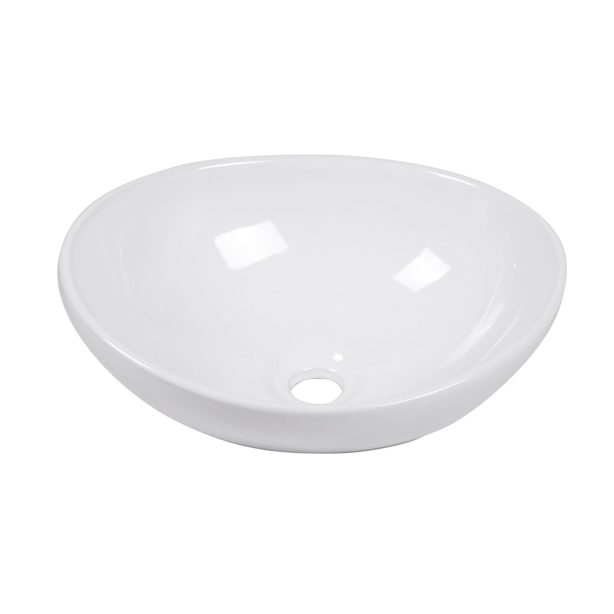White Oval Vessel Sink with a Polished Profile
