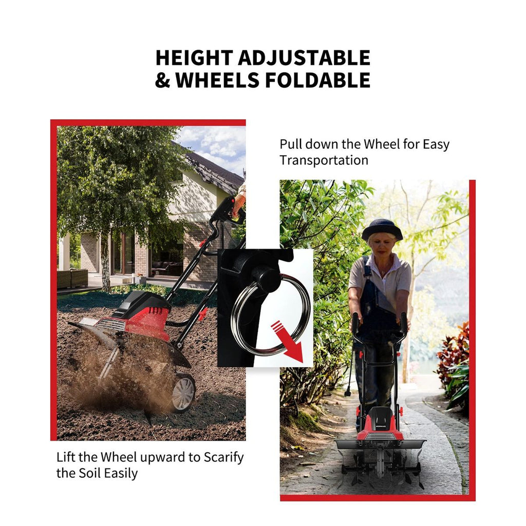 17- Electric Tiller and Cultivator with 10-Amp Motor