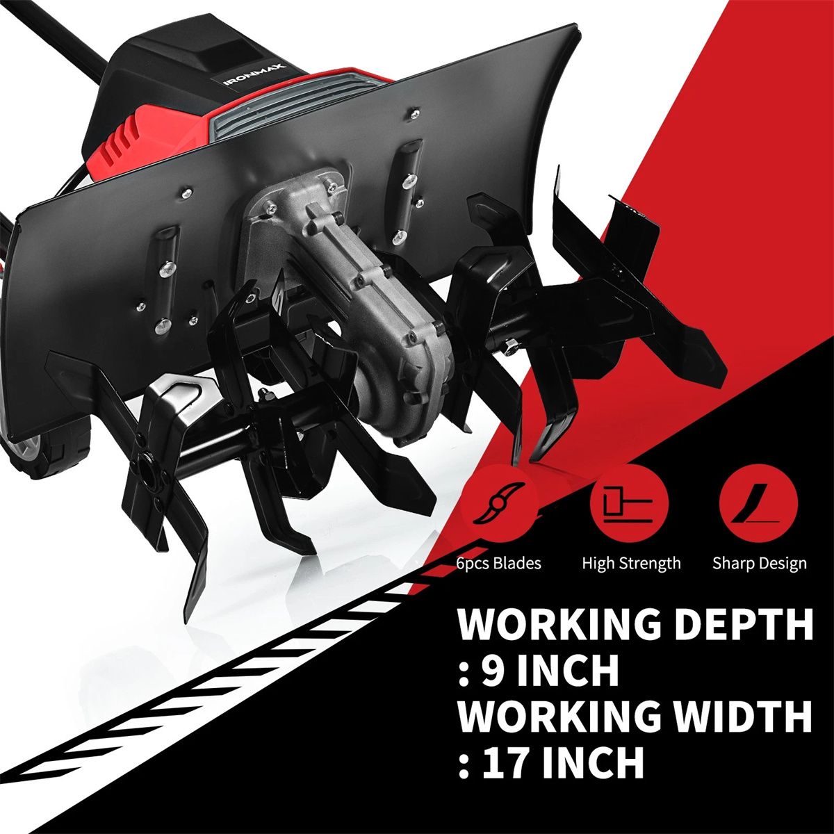 17- Electric Tiller and Cultivator with 10-Amp Motor