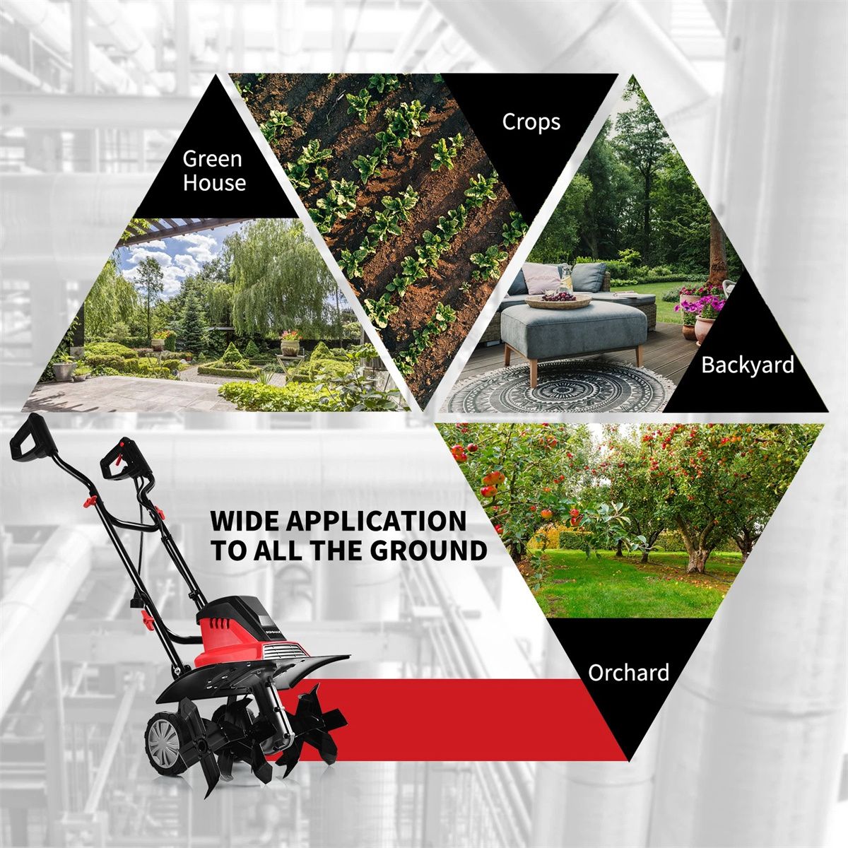 17- Electric Tiller and Cultivator with 10-Amp Motor