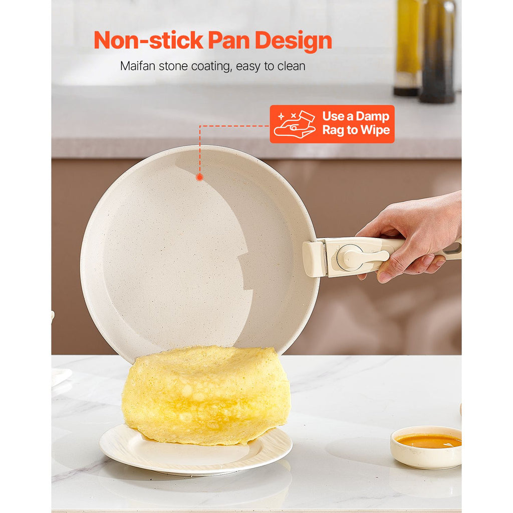 17-Piece Nonstick Cookware Set with Detachable Handles – Space-Saving Induction Compatible