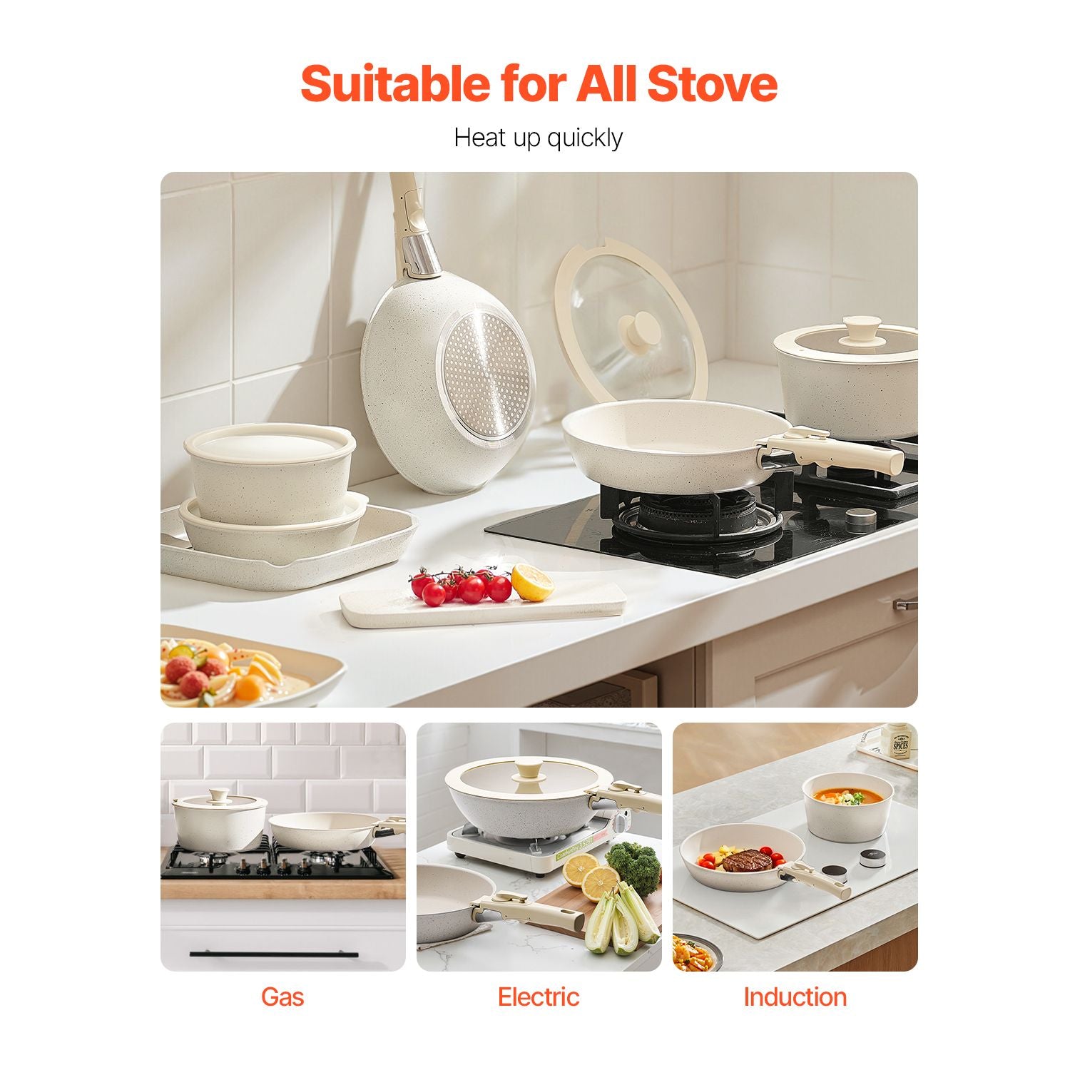 17-Piece Nonstick Cookware Set with Detachable Handles – Space-Saving Induction Compatible