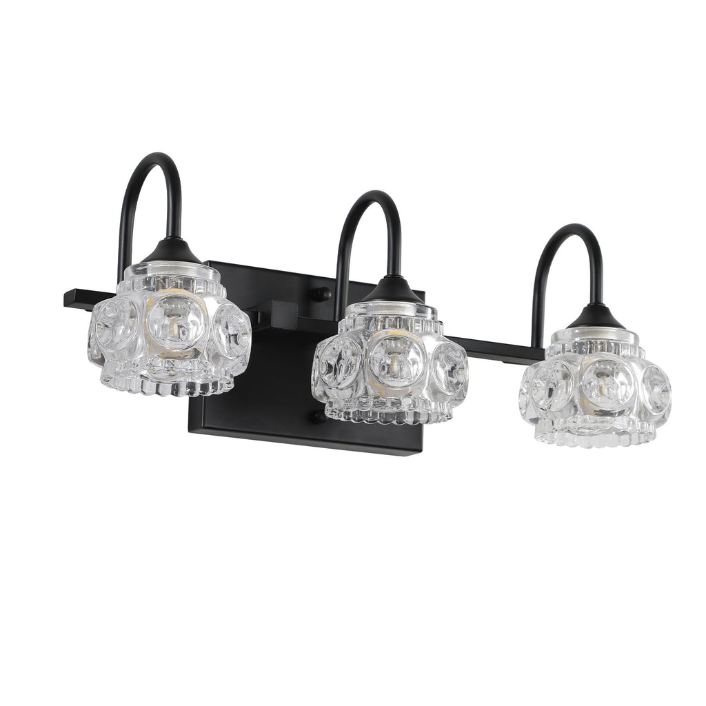 Retro Black Vanity Light with Crystal Glass Shades