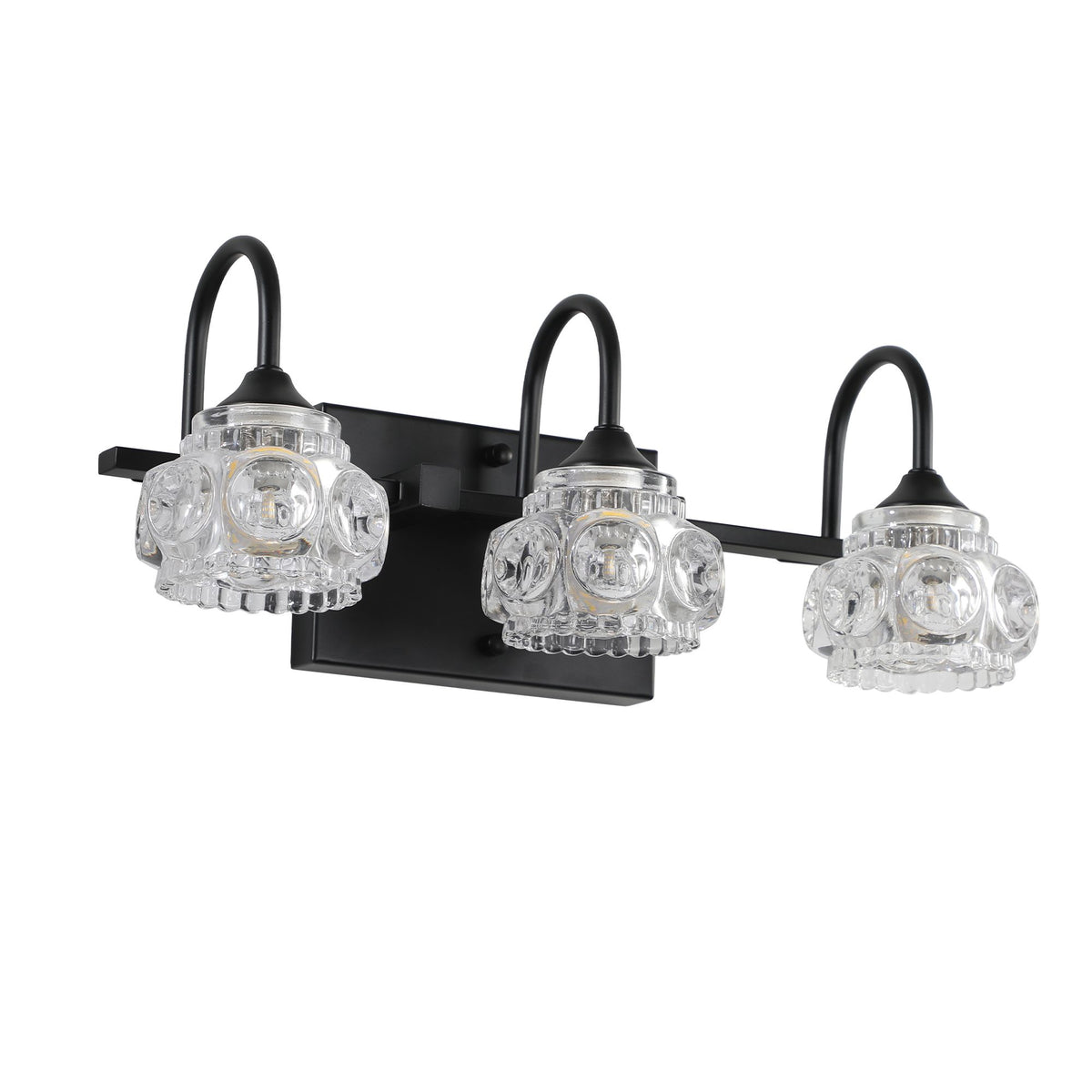 Retro Black Vanity Light with Crystal Glass Shades