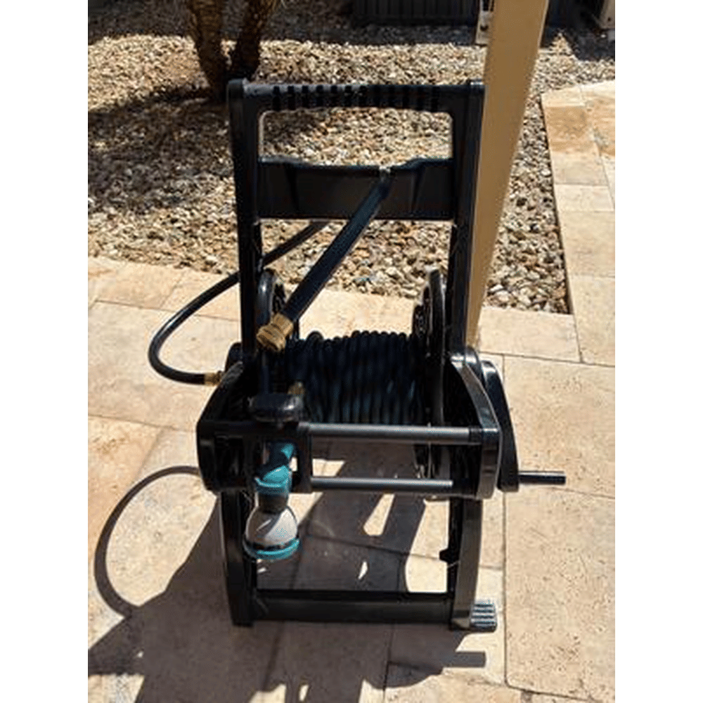 Portable Garden Hose Reel Cart with Manual Guide